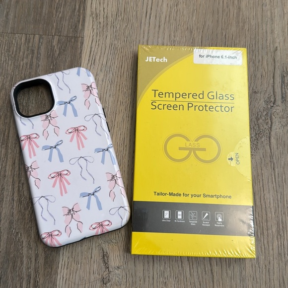 Casely Coquette Girlie Pastel Bows Case + JETech screen protectors for iPhone 13 - Picture 1 of 5